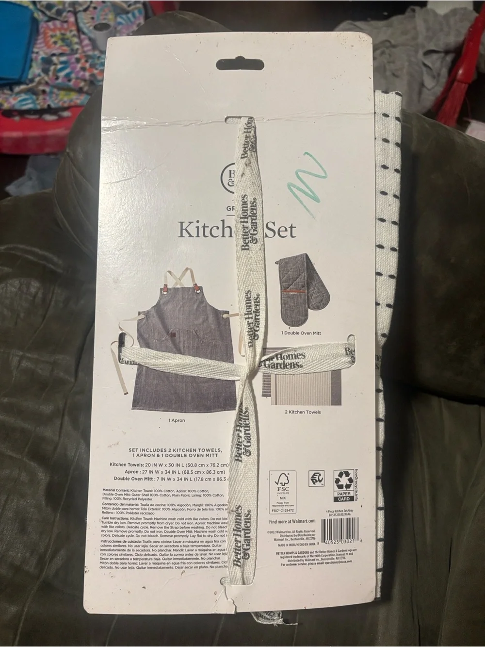 Better Homes And Gardens Gray Kitchen Set with Tan Accents